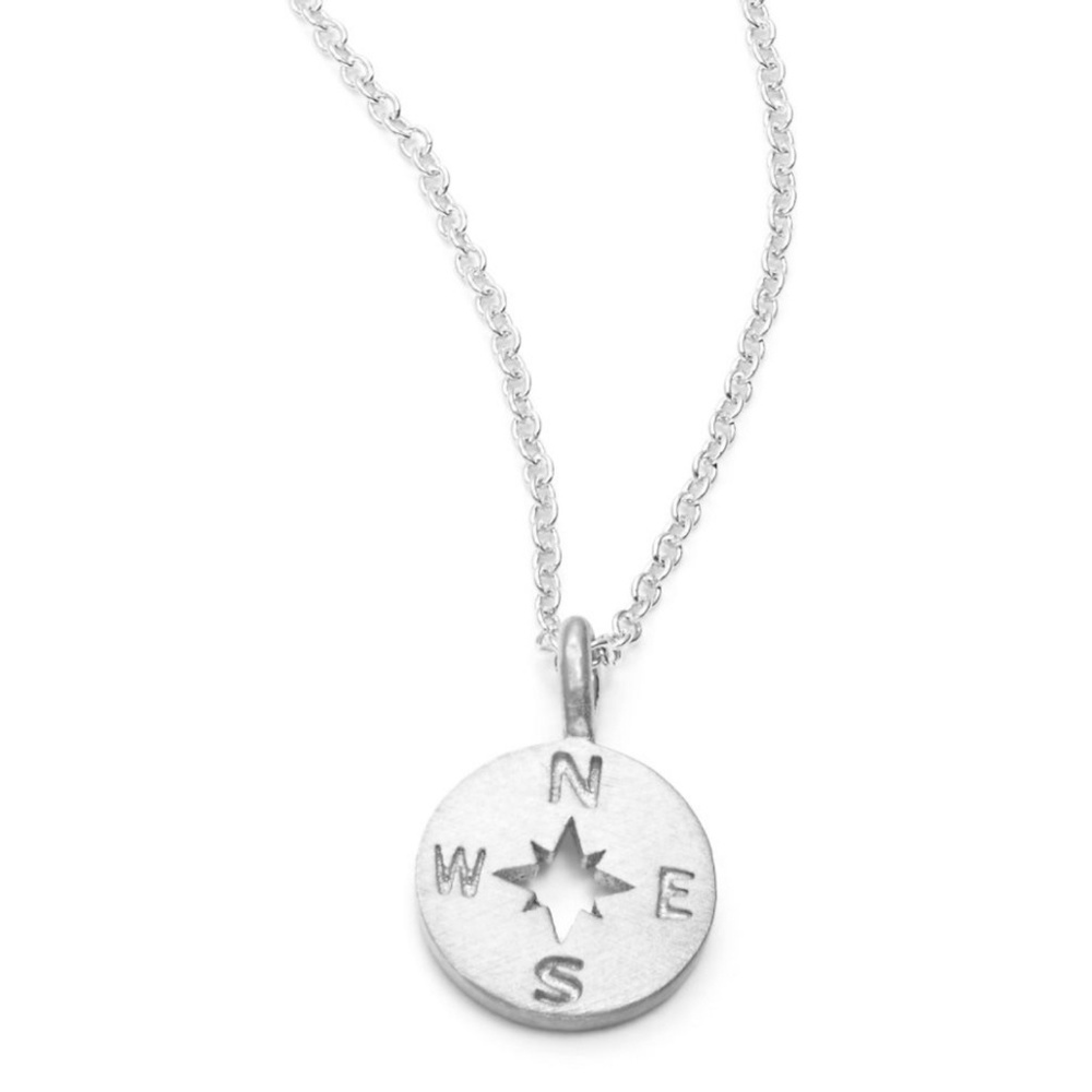 Silver Compass Disc Necklace